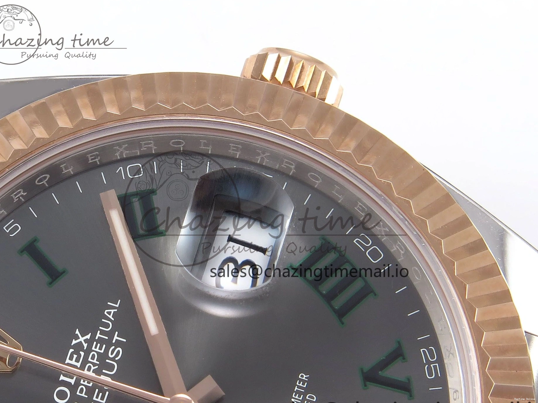 0122 DateJust 41 126331 ARF 1:1 Best Edition 904L Steel Gray Dial Green Roman Marker on SS RG Jubilee Bracelet SH3235（Gain Weight） FastDry 1103